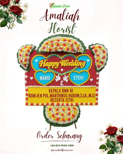 Karangan Papan Bunga Pernikahan di Gumayun